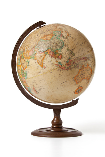 An old globe showing Indonesia,China,Philippines and India, Pakistan.