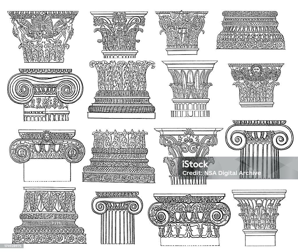 Ensemble d'éléments classiques de l'architecture Antique colonne/Illustrations - Illustration de Architecture libre de droits