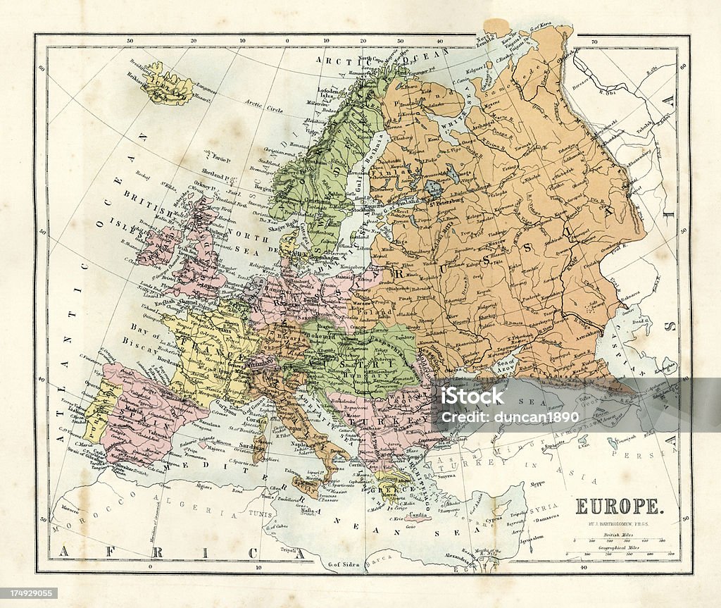 Antique карта Европы - Стоковые иллюстрации Карта роялти-фри
