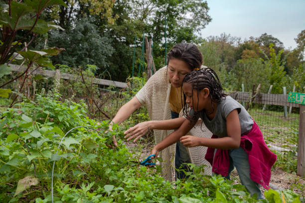 istock Single Mom and two kids in community garden 1749291473