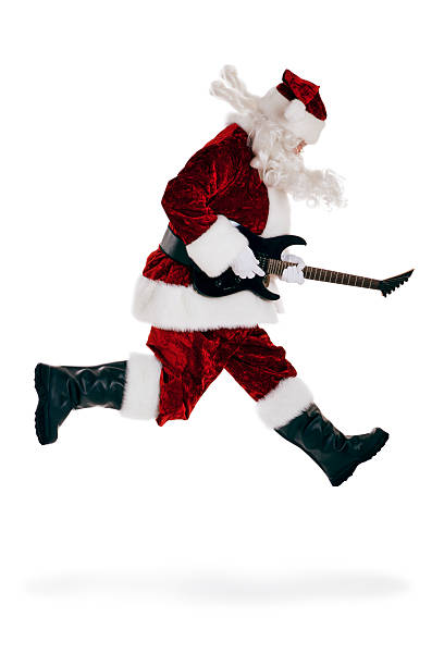 istock Electric Guitar Playing Santa Claus on White 174929220