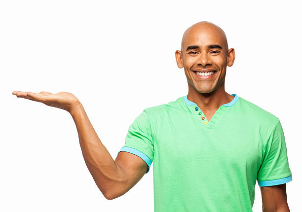 istock Man Presenting An Invisible Product On His Palm - Isolated 174929758