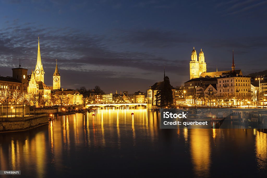 Zürich bei Nacht - Lizenzfrei Abenddämmerung Stock-Foto