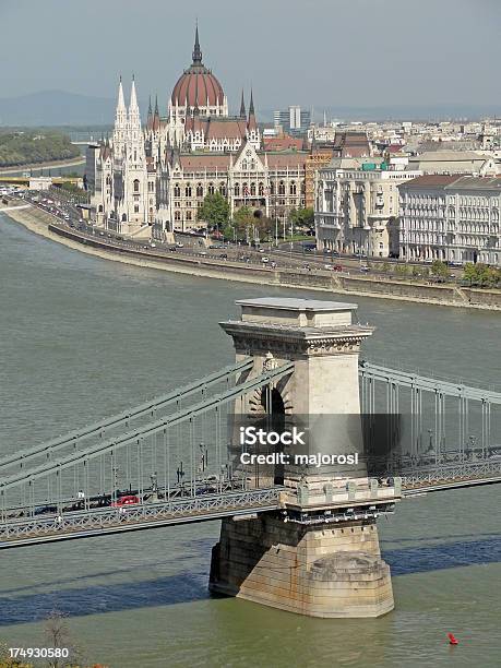 Цепной Мост И Здание Парламента Будапешт Венгрия — стоковые фотографии и другие картинки Архитектура - Архитектура, Без людей, Большой город