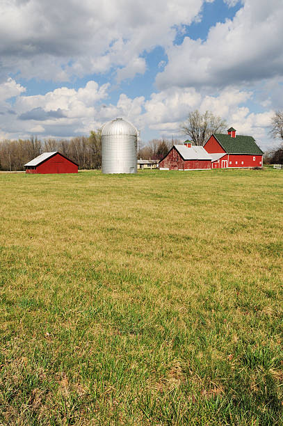 istock Red Barn Silo and Pasture on Indiana Farm in Winter 174930871