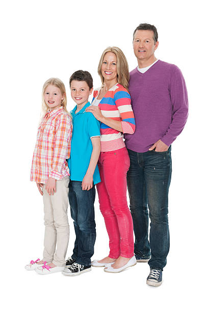 istock Happy Caucasian Family Standing In Line 174931481