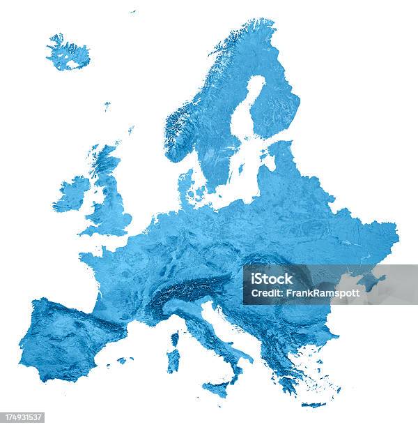 Photo libre de droit de Europe Carte Topographique Isolé banque d'images et plus d'images libres de droit de Europe - Europe, Carte, Carte topographique
