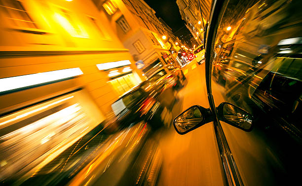 istock Motion-blurred night view of street 174931667