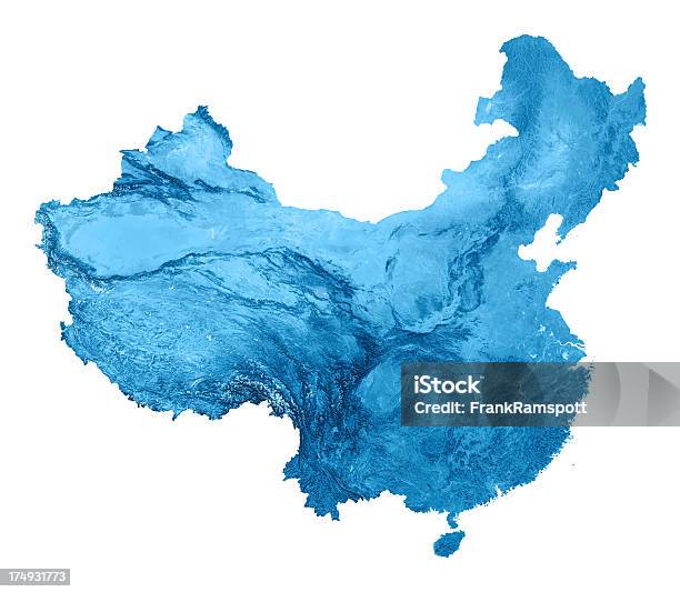 중국 Topographic 맵 격리됨에 중국에 대한 스톡 사진 및 기타 이미지 - 중국, 지도, 파란색