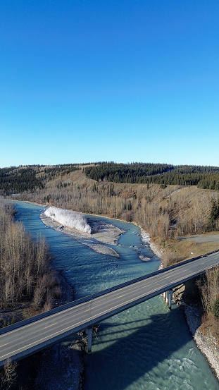 istock Drone flight over the frozen landscape and bridge crossing of Klutina River in Interior Alaska 1749318715