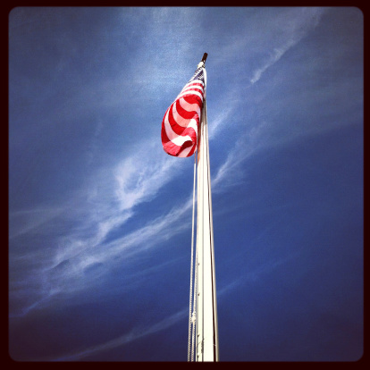American Flag and Blue Sky.