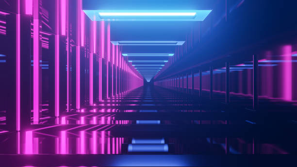 istock Futuristic Tunnel With Neon Illumination, 3D Render. 1749321670