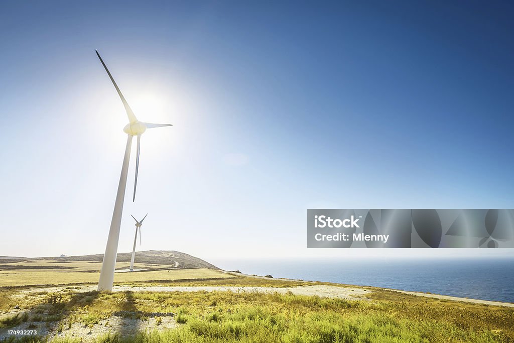 Alternative Energiequelle Sonne, Wind und Wasserkraft - Lizenzfrei Griechenland Stock-Foto