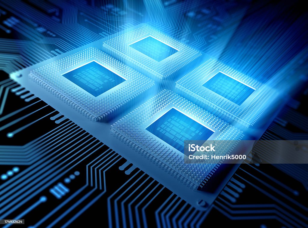 Quad Core Computer chips / CPU concept CPU Stock Photo