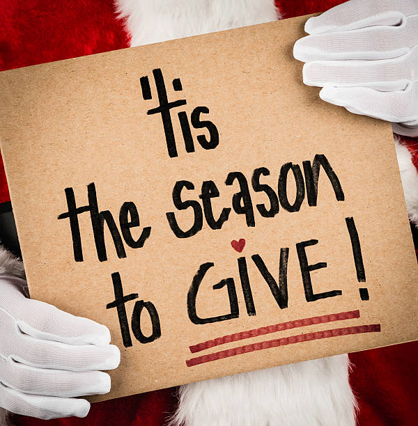 Santa with Please Give Sign