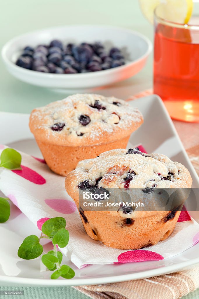 Pequeno-almoço com Muffins de Mirtilo - Royalty-free Amarelo Foto de stock