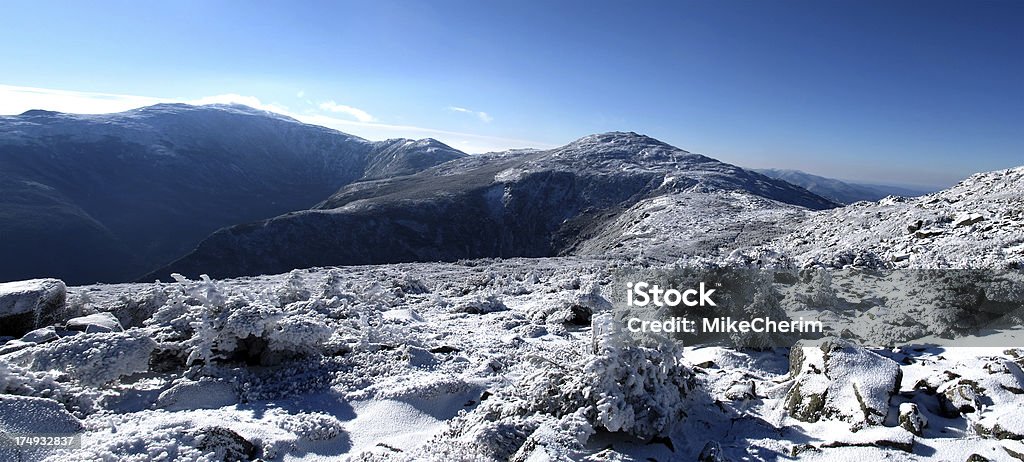 Great Gulf Panorama Looking across Edmand's Col and the Great Gulf west-southwest from Mt. Adams (5799'), the second highest peak in New England, to Mt. Jefferson (5712'), Mt. Clay (5533'), and Mt. Washington (6288'), the tallest mountain in New England. These mountains are part of the Northern Presidential Mountain Range located in  the White Mountain National Forest in New Hampshire, USA.  Appalachia Stock Photo