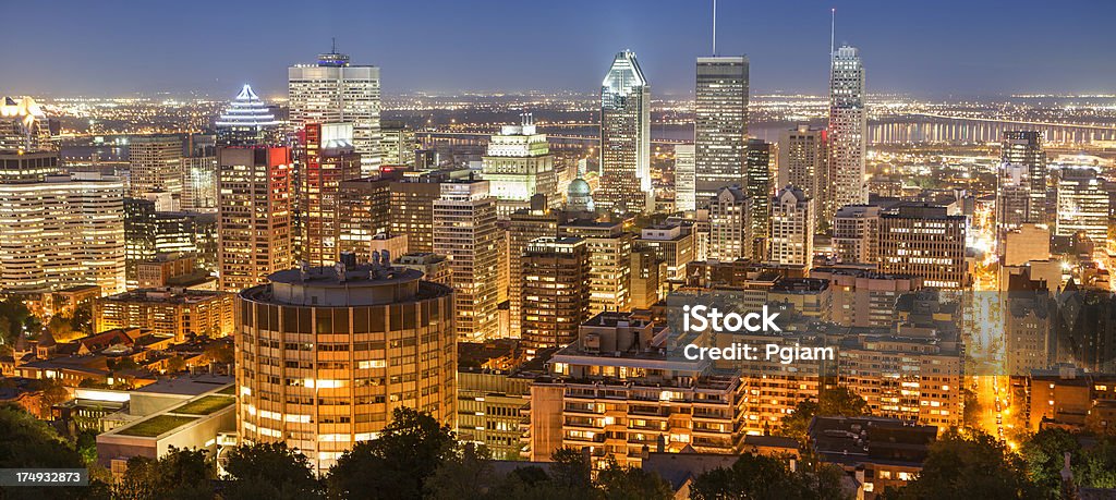 City skyline panorama at night, Montreal, Canada "Downtown city skyline panoramic at night from Mount Royal in Montreal, Quebec, Canada" Apartment Stock Photo