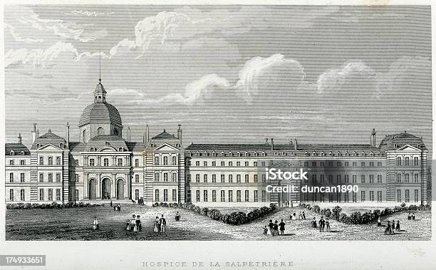 Pitiésalpêtrière Hospital — стоковая векторная графика и другие изображения на тему Больница - Больница, Париж - Франция, XIX век