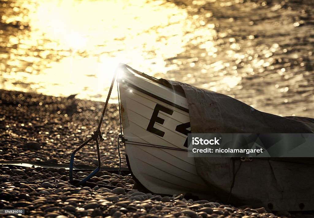 Fischerboot mit sunflare - Lizenzfrei Blendenfleck Stock-Foto