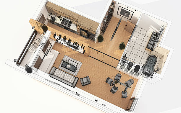 istock 3D Wireframe Top View of Apartment. Planning. 174934724