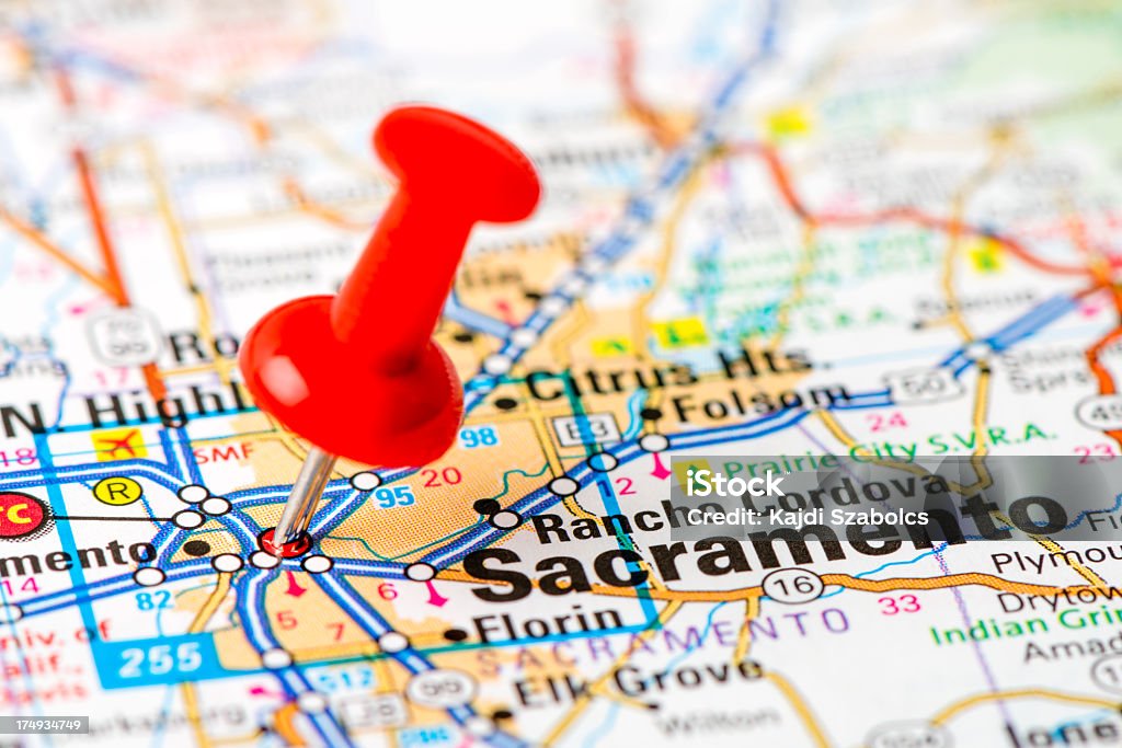 Nous capitales sur la carte series: Sacramento, Californie, en Californie - Photo de Carte libre de droits