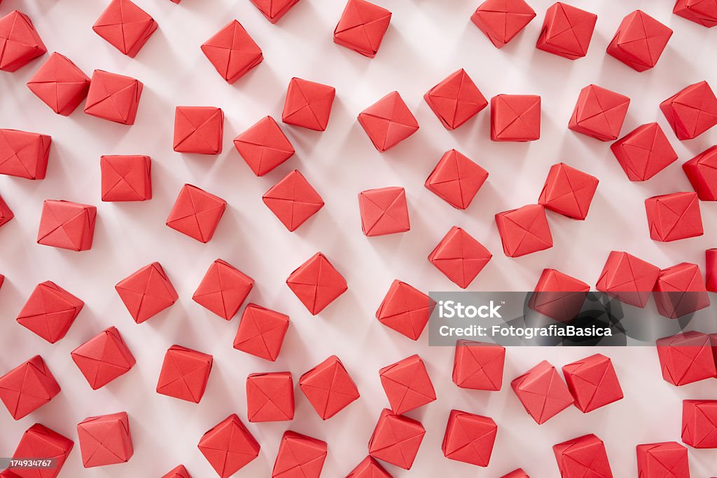 Papel vermelho Cubos - Royalty-free Origami Foto de stock