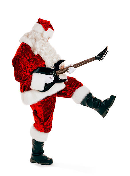 istock Electric Guitar Playing Santa Claus on White 174934945