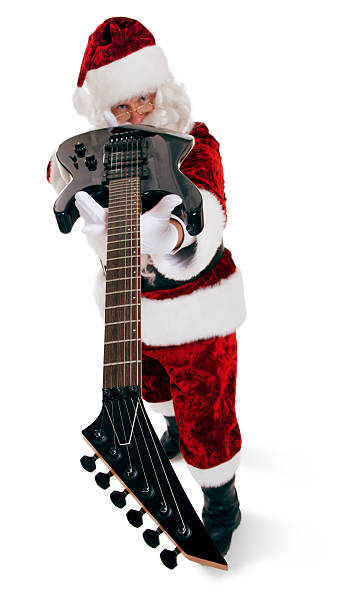 istock Electric Guitar Playing Santa Claus on White 174935312