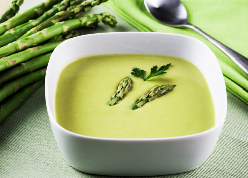 Asparagus soup and ingredients