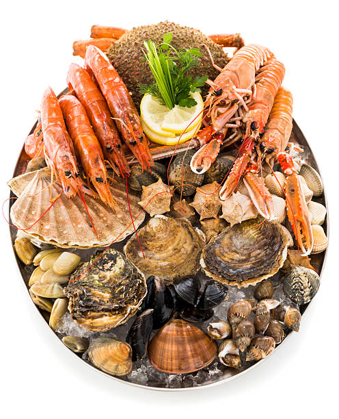 owoce morza - prepared shellfish tray variation catch of fish zdjęcia i obrazy z banku zdjęć