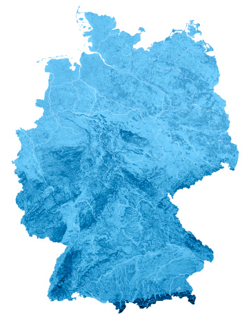 3D render and image composing: Topographic Map of Germany. Isolated on White. High resolution available! High quality relief structure!