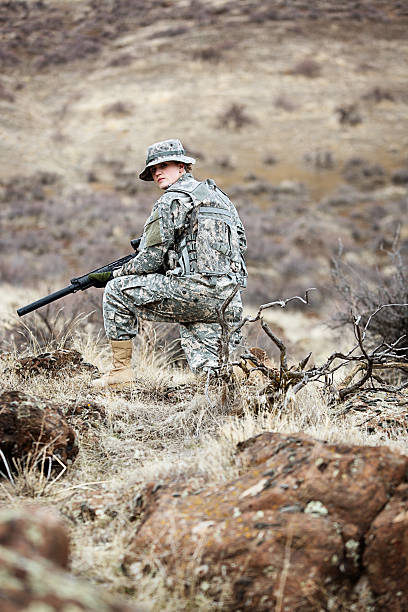 istock Female combat soldier 174935872