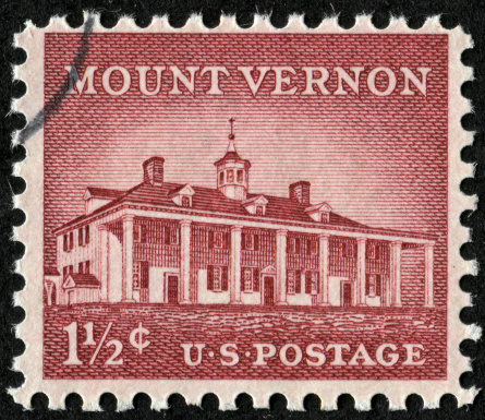 Cancelled Stamp From The United States Featuring The Home Of President George Washington Known As Mount Vernon.  Mount Vernon Was Built In 1757.