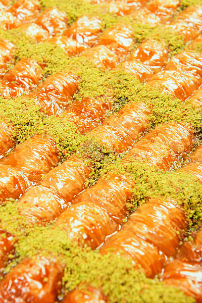 turca baklava - cooked in a row traditional culture indoors foto e immagini stock