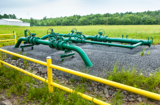 Gas valves on a natural gas pipeline.