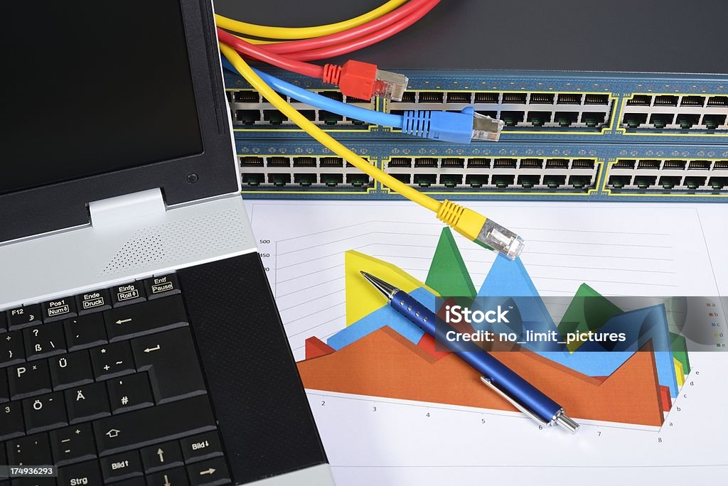 Engenheiro no local de trabalho - Foto de stock de Cabo de conexão de rede royalty-free