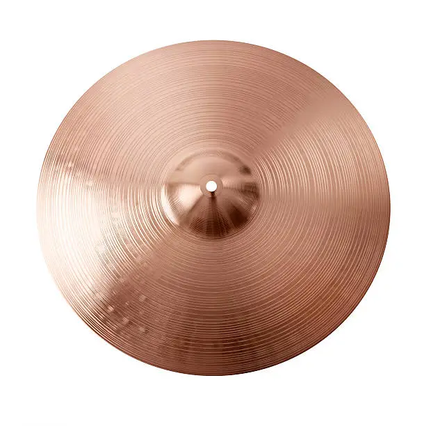 Top view of a crash cymbal,, isolated on white