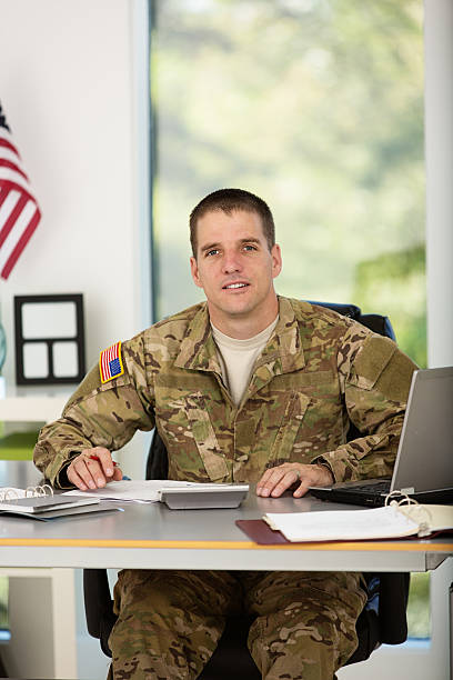 istock American Soldier in his office 174936848