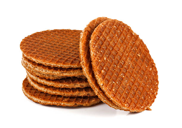 round wafers - stroopwafel stockfoto's en -beelden