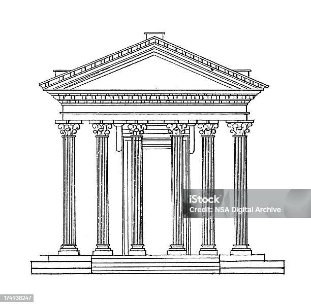 Temple De Jupiter Stator Rome Italie Architecture Antique Illustrations Vecteurs libres de droits et plus d'images vectorielles de Antiquité romaine