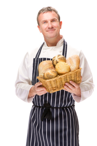 proud baker shows his bap basket