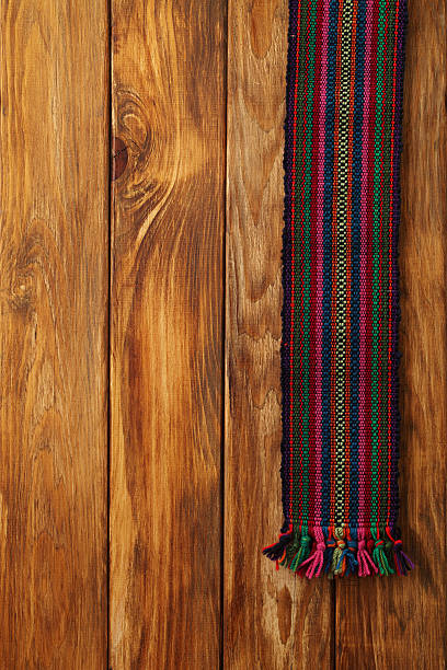 istock Traditional folklore textile texture on wood beckgronds 174938944