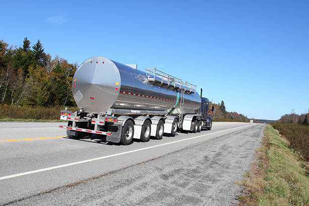 Milk tanker truck on a country road
