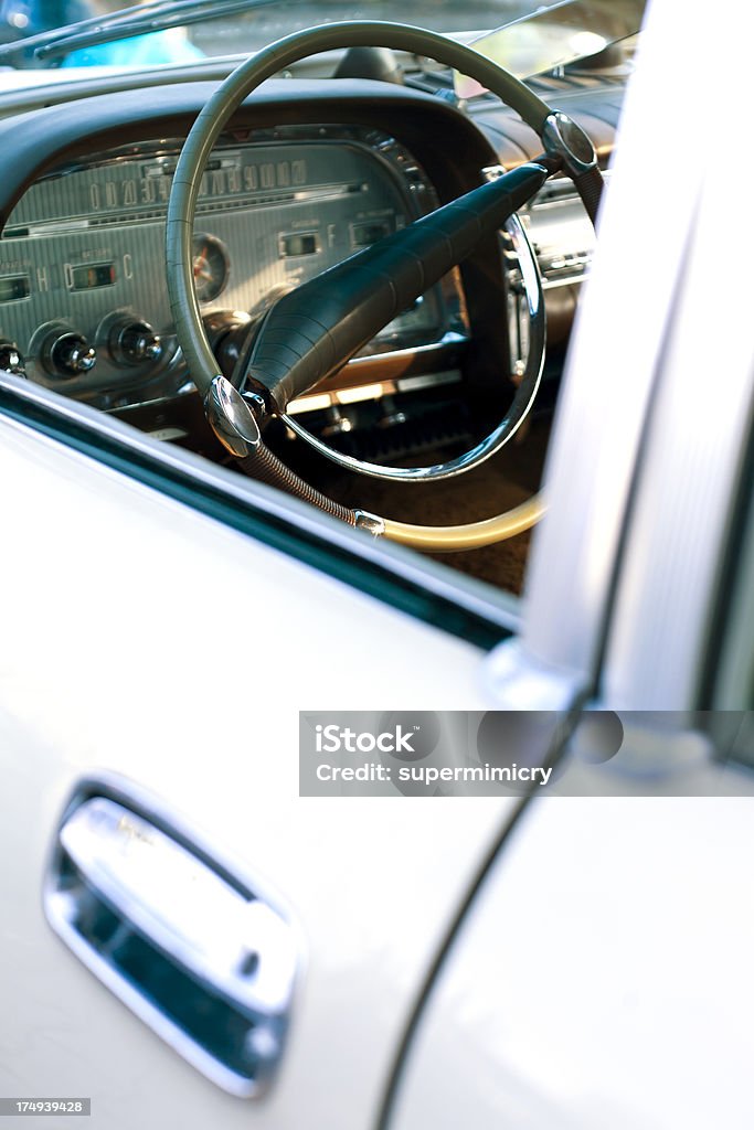 instrument panel of retro car Car Stock Photo