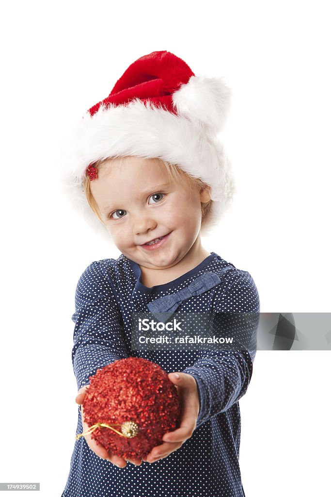Niña y decoraciones de Navidad - Foto de stock de Adorno de navidad libre de derechos