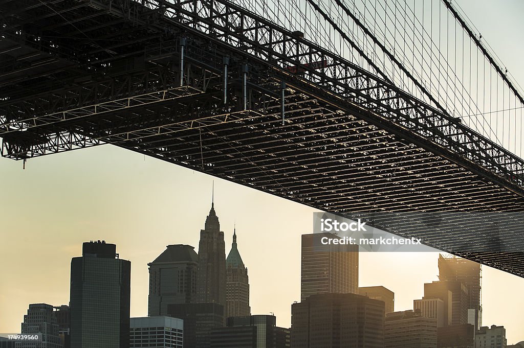 Ponte de Brooklyn e Manhattan Skyline - Royalty-free Ao Ar Livre Foto de stock