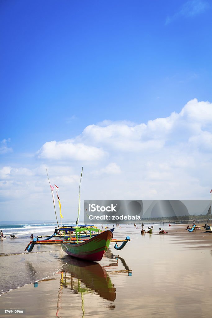 Traditional Fishing Boat in Java, Indonesia "Traditional Fishing Boat in  Pangadaran, Java" Beach Stock Photo