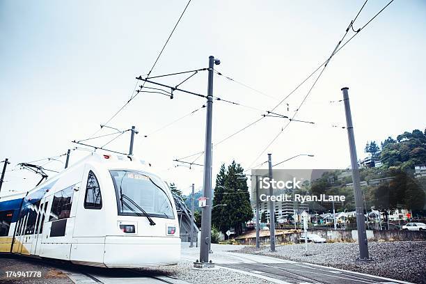 City Light Rail Car Stock Photo - Download Image Now - Rail Transportation, Apartment, Building Exterior