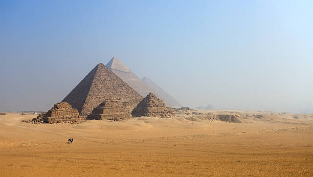 Pyramids of Giza in Egypt stock photo